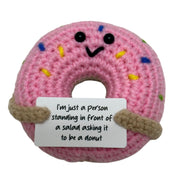 I'm just a person standing in front of a salad asking it to be a Donut.. Mini Hand Crochet Plush Support