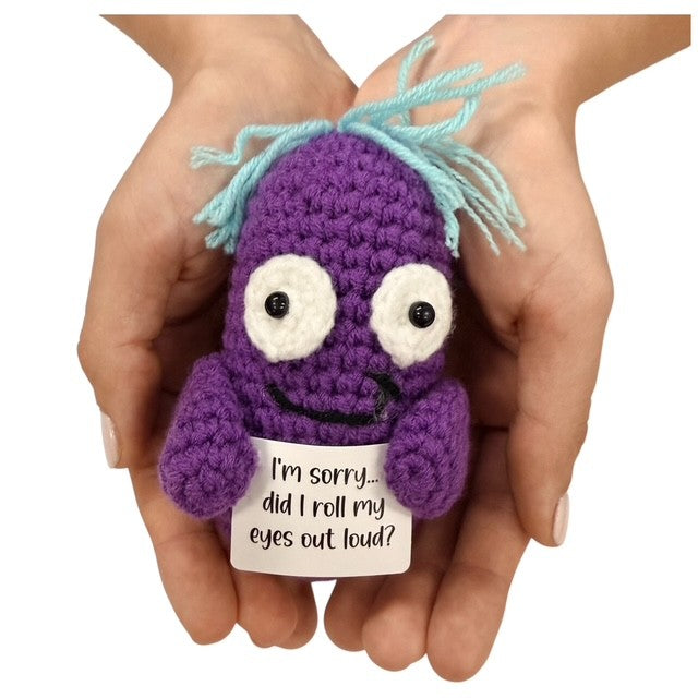 I'm Sorry... Did I Roll My Eyes Out Loud? Critter - Mini Hand Crochet Plush Support