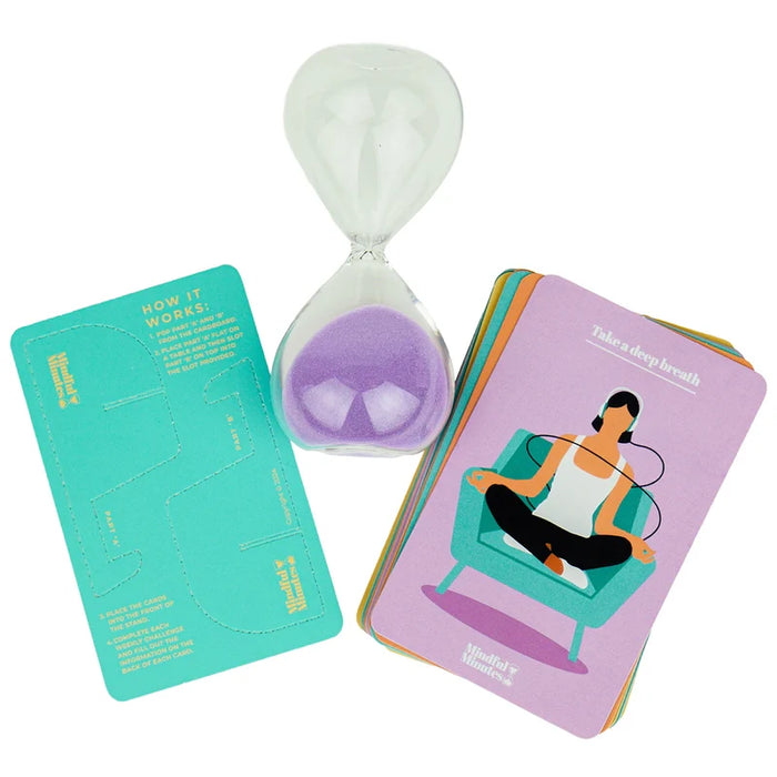 Mindful Minutes Calming MEDITATION CARDS with SAND TIMER