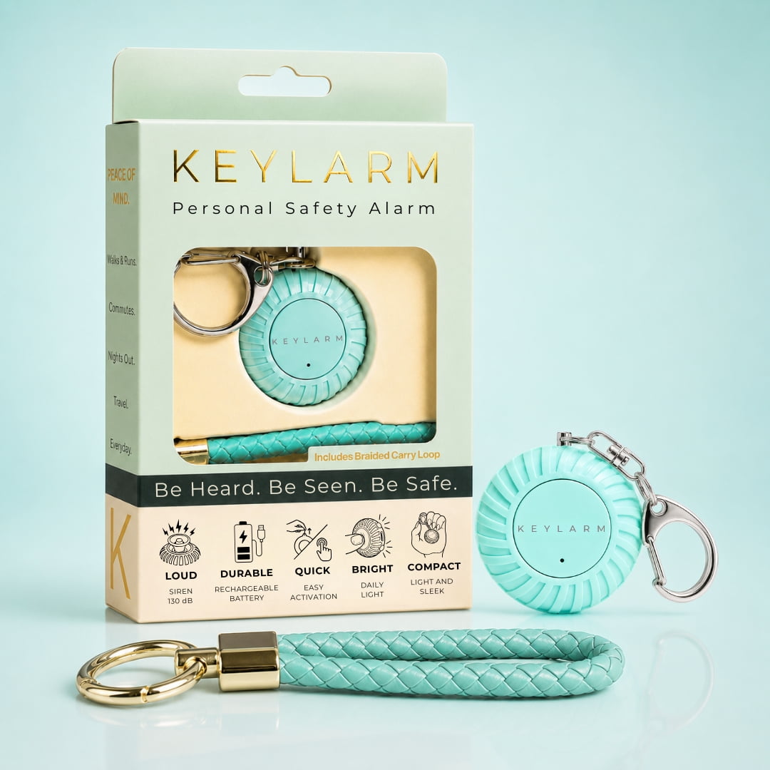 KEYLARM personal safety alarm in Mist Teal