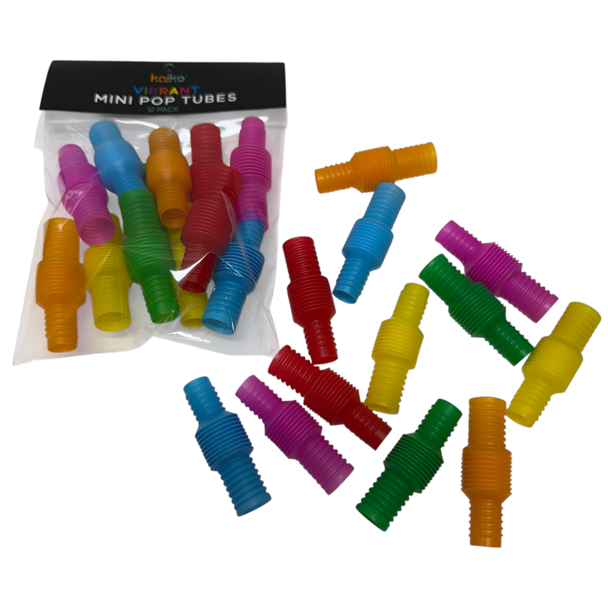 Pack of 12 Mini Pop Tubes - Imaginative Play and Pocket Size Sensory Supports