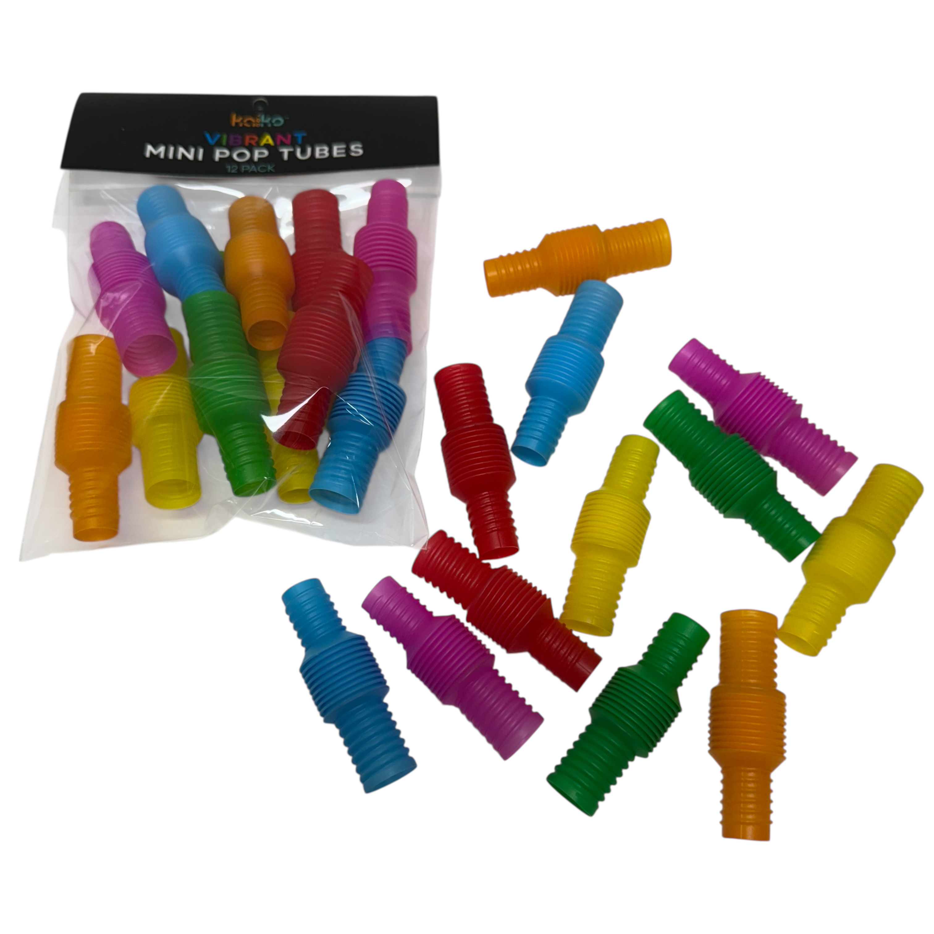 Pack of 12 Mini Pop Tubes - Imaginative Play and Pocket Size Sensory Supports