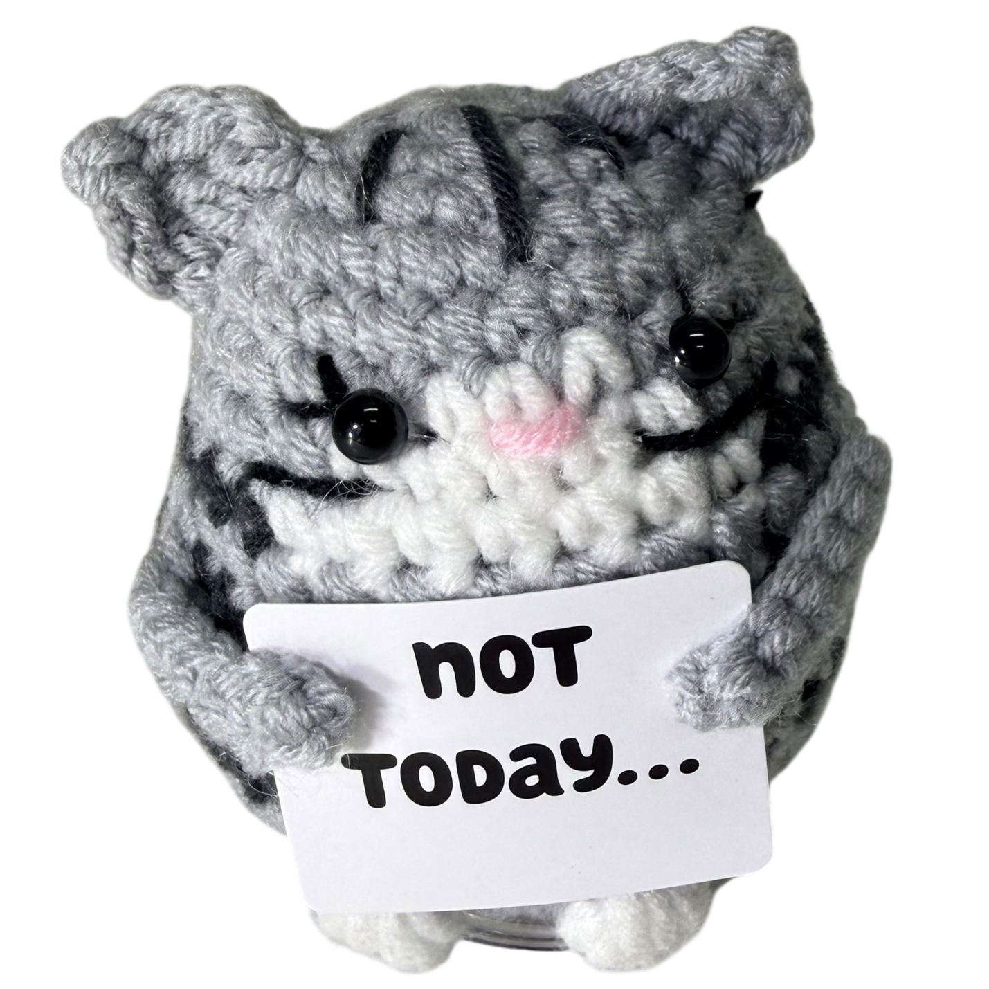 Not Today... Cat Mini Hand Crochet Plush Support