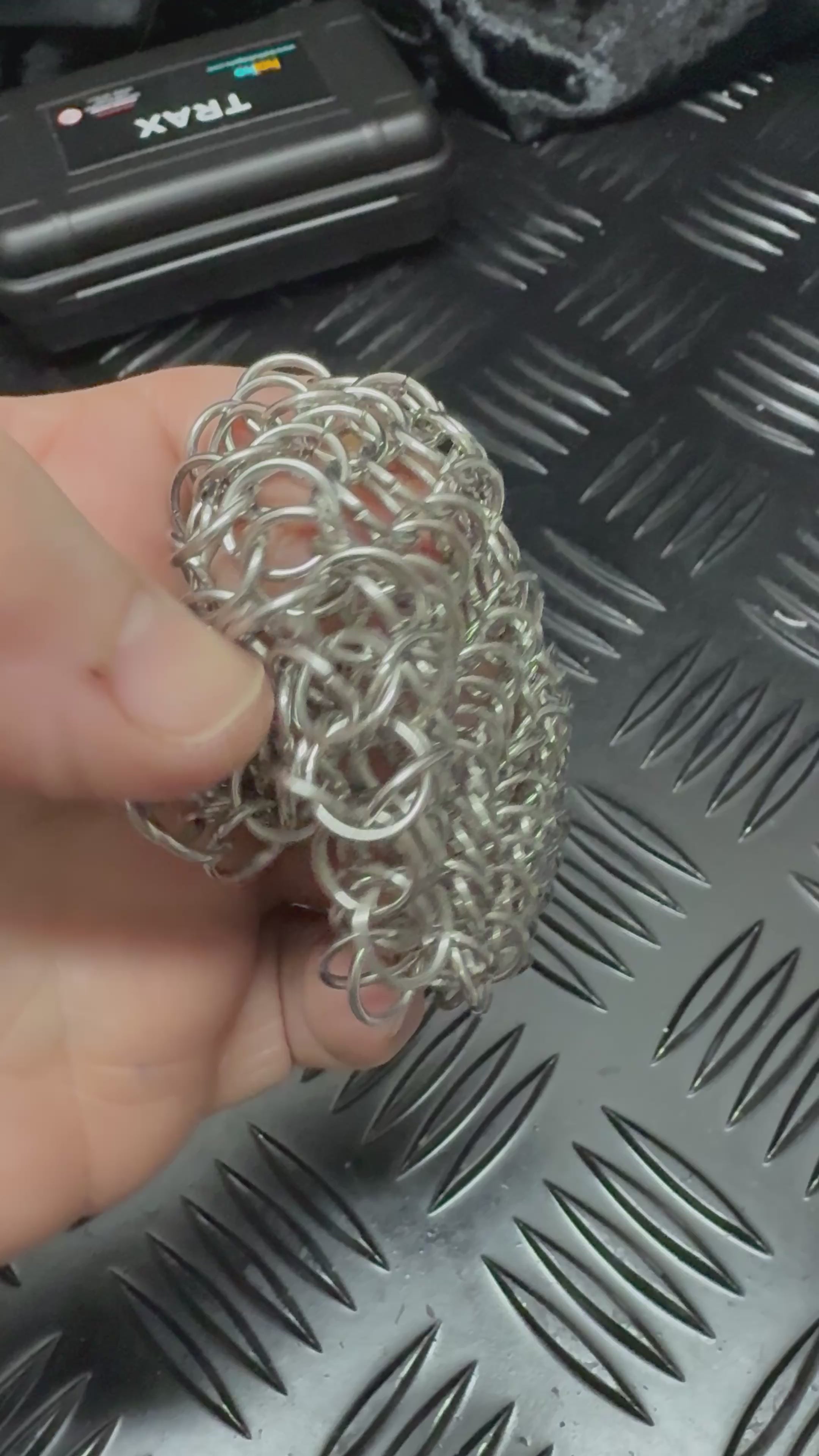 Load video: Rhomboid Hand Crafted Chain Maille Keyring