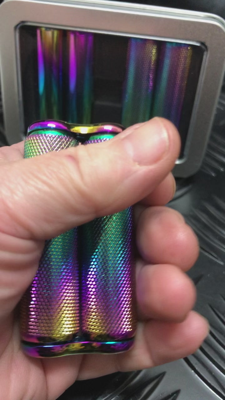 Load video: Mini Hand Roller Duo in TIN  - twin pack of textured &amp; smooth 145 grams