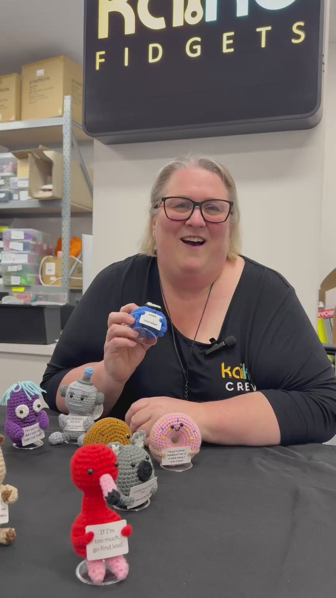 Load video: WTF... Critter Mini Hand Crochet Plush Support