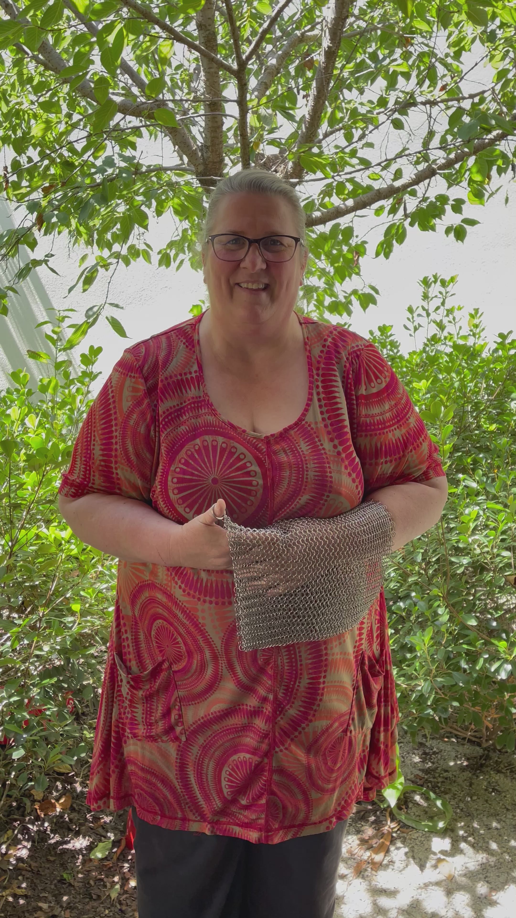 Load video: Chain Maille Tube - Hand Crafted &#39;Open&#39; Cuff