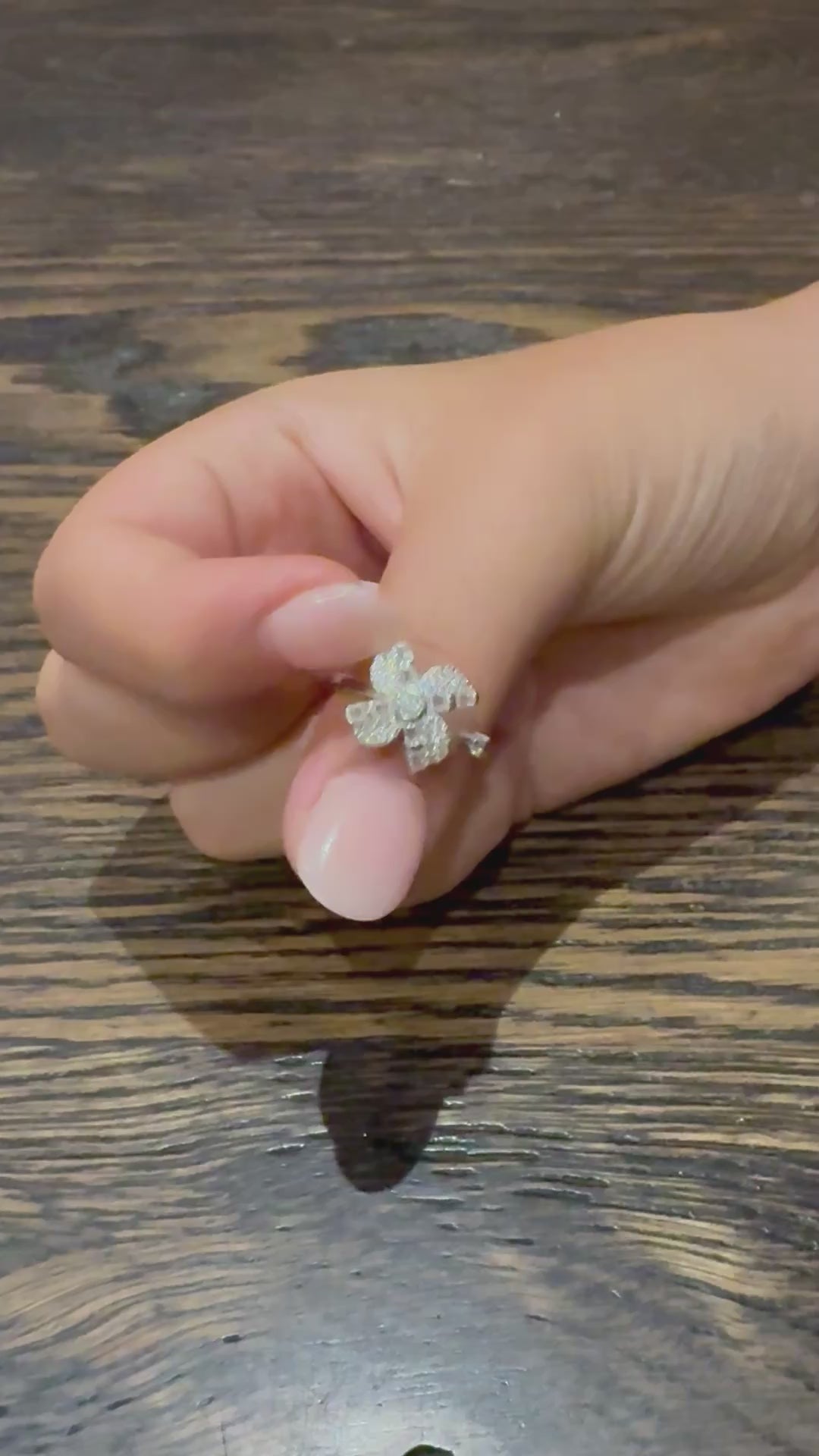 Load video: Aster Fidget Ring - 4 Petal Diamante Spinning Flower for Anxiety