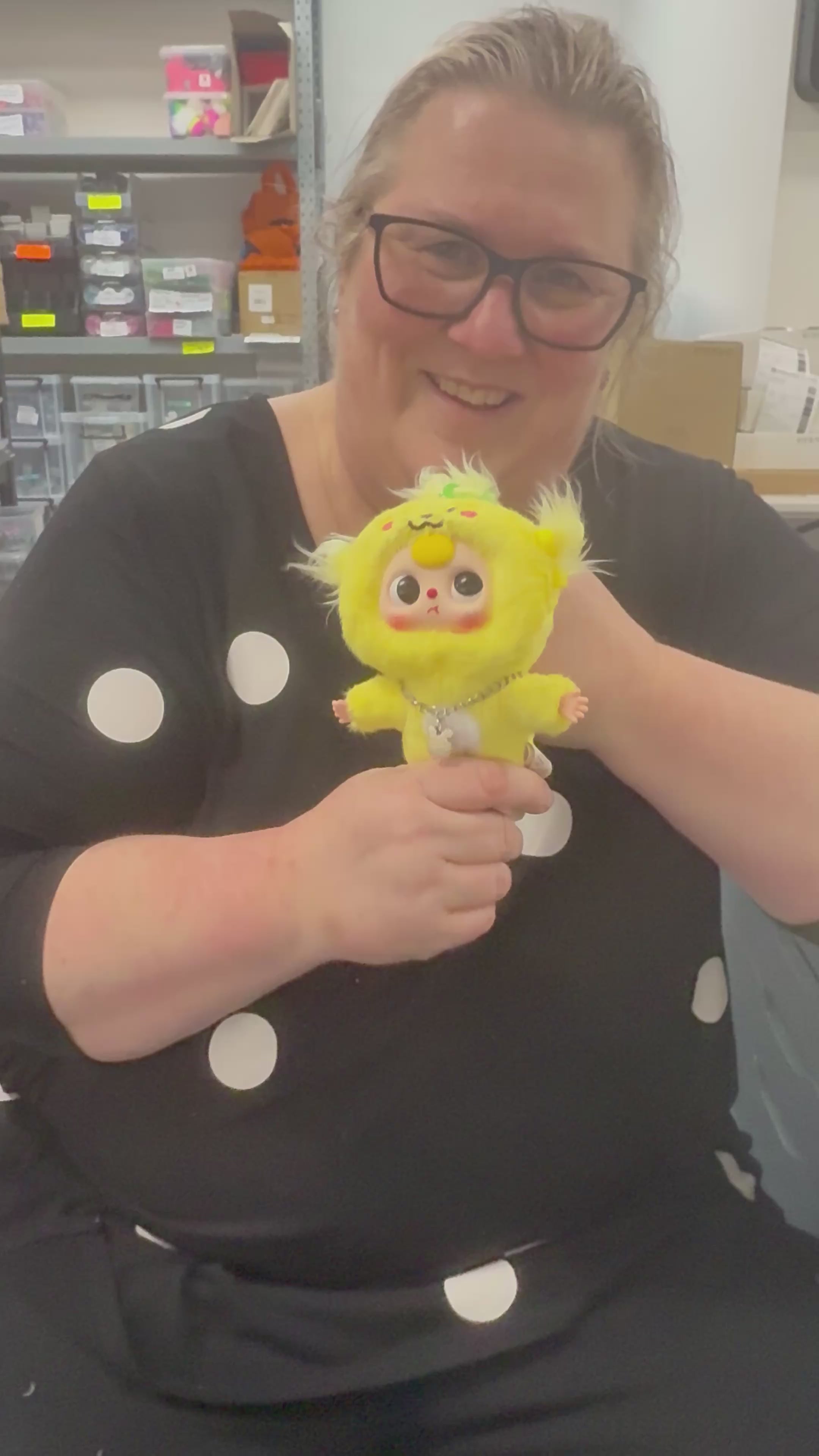 Load video: Cat &amp; Dog Plush with Keyring attachment Blind Box by Baby Three