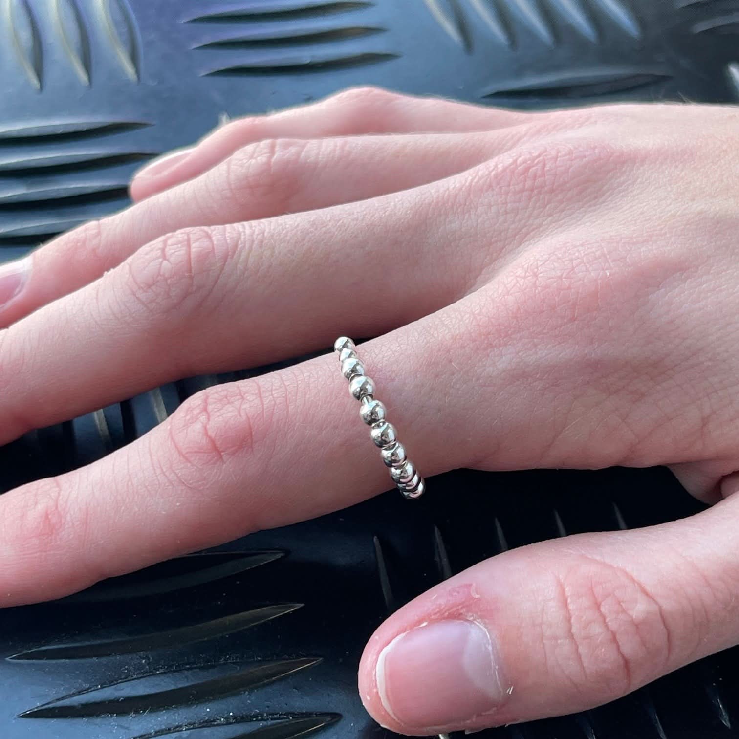 Soho Fidget Ring - Sterling Silver Adjustable with 8 Rolling Beads for Anxiety