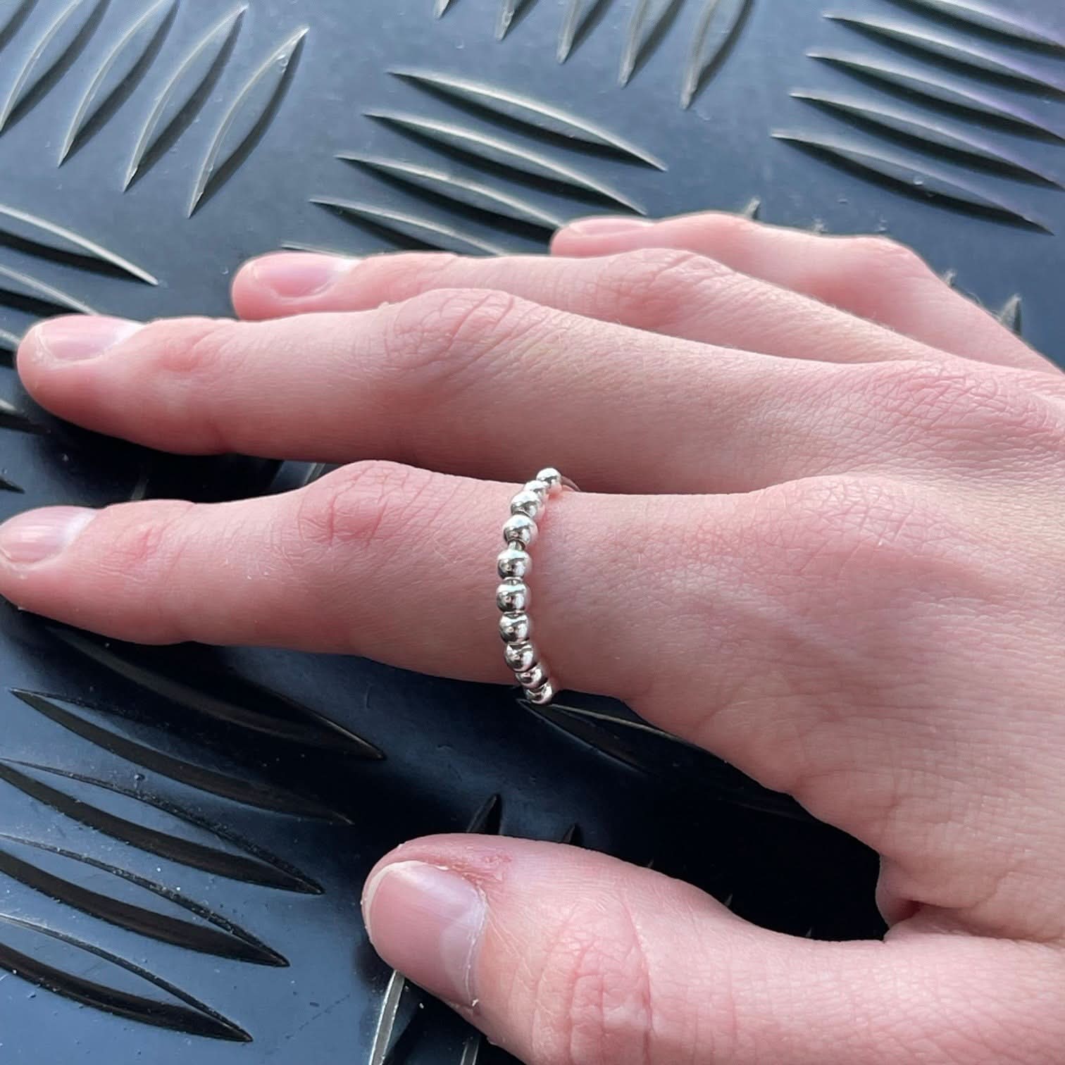 Soho Fidget Ring - Sterling Silver Adjustable with 8 Rolling Beads for Anxiety
