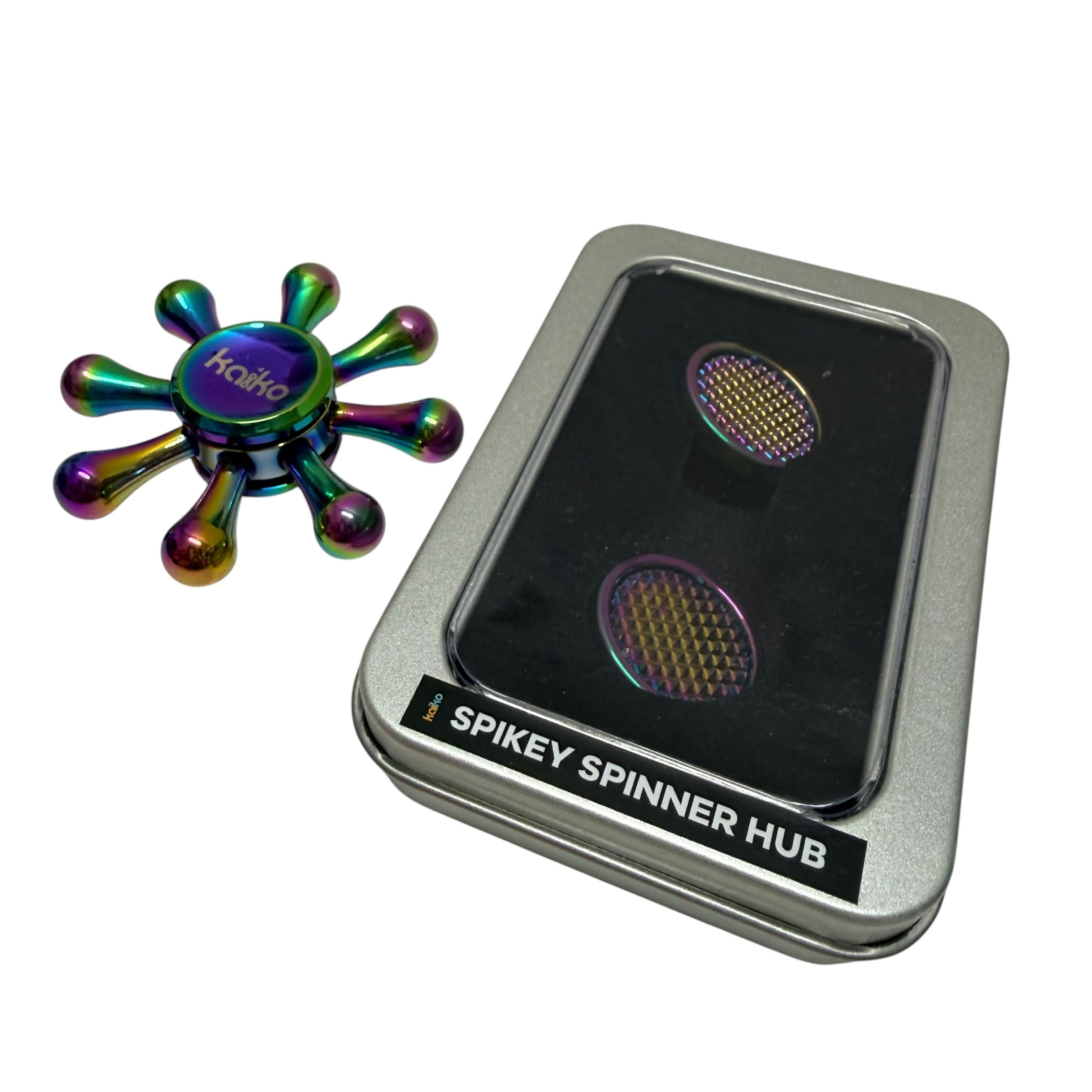 Kaiko Wheel Spinner shown beside two Spikey Spinner Hub accessories