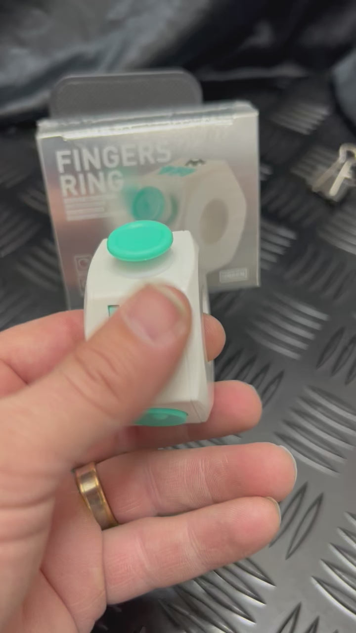 Load video: Teal and White Plastic Fidget Cube Ring