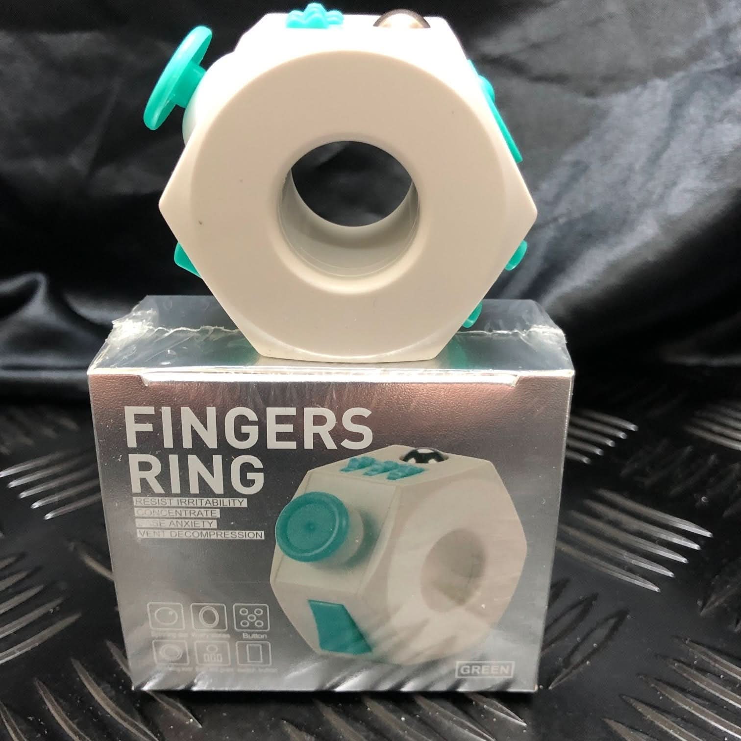 Teal and White Plastic Fidget Cube Ring