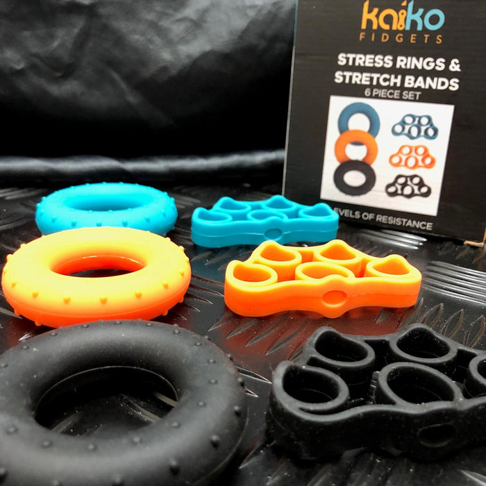 6 Piece Set of Stress Rings & Stretch Bands for Emotional Regulation - Kaiko Fidgets Australia Pty Ltd